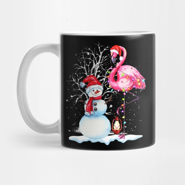 Awesome Flamingo Snowman Winter Snow Merry Christmas by cogemma.art